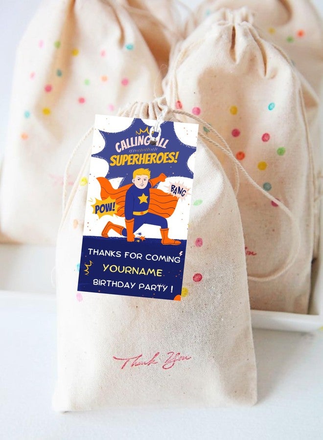 Yellow Nuts Personalize Thank You Tags for Return Gifts 40 Pcs Gift Tags for Presents with String Kids Boys Birthday Superhero Theme Cards - Image 5